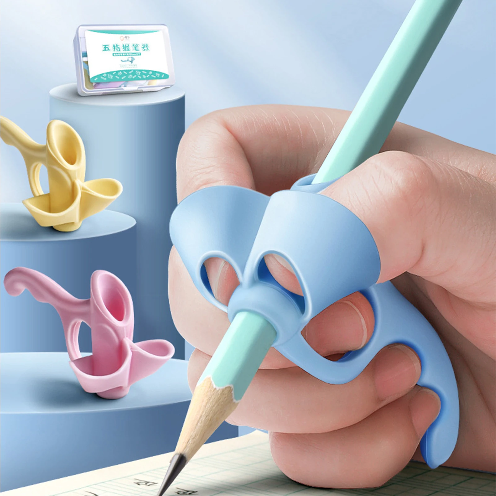 Silicone Pencil-Grip Holder for Kids Handwriting Posture Correction Soft Ergonomic Writing Training Tool with Nonskid Design - view 2