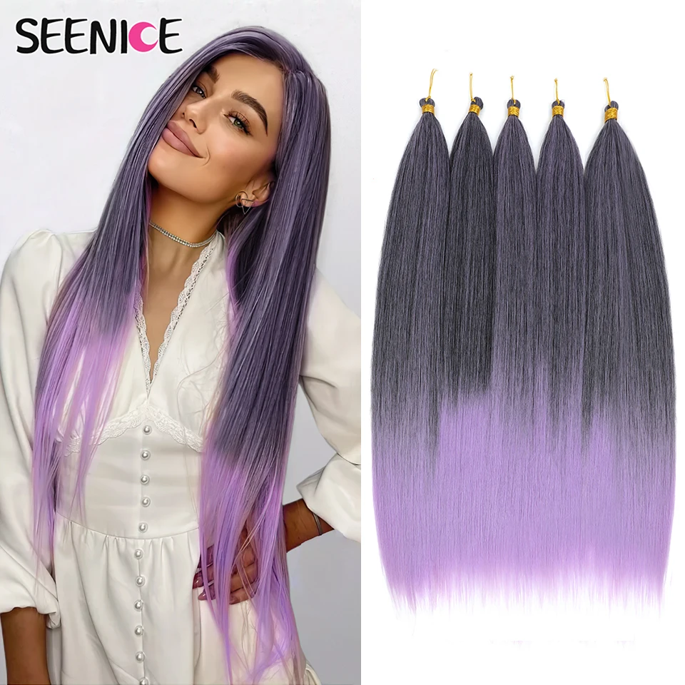 30 Polegada ariel em linha reta pônei feixes de cabelo crochê tranças cabelo sintético trança ombre marrom macio crochê extensões de cabelo