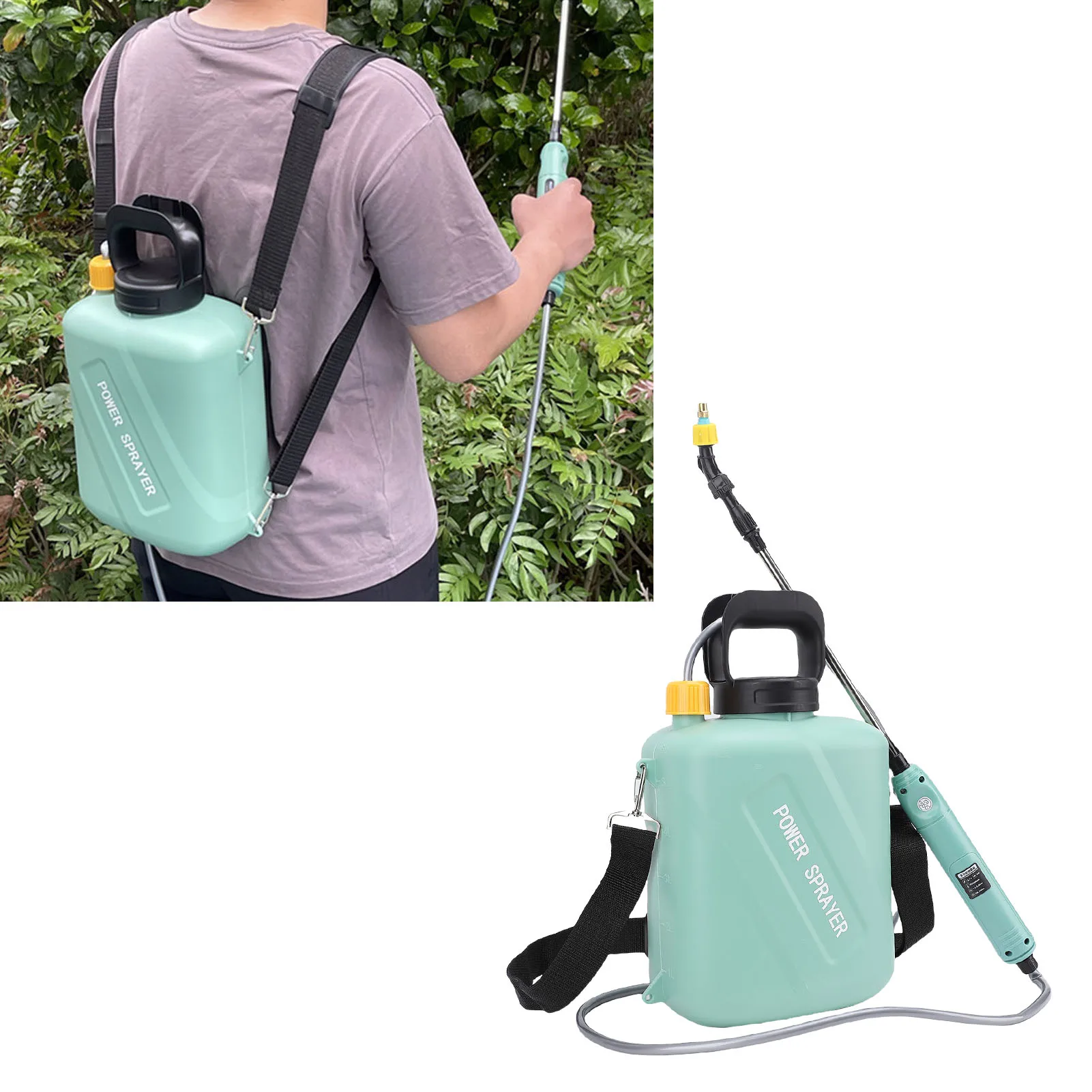 

Electric Sprayer with 3 Nozzles Retractable Wand USB Rechargeable Handle 6L Battery Powered Backpack Sprayer 6L Electric Sprayer