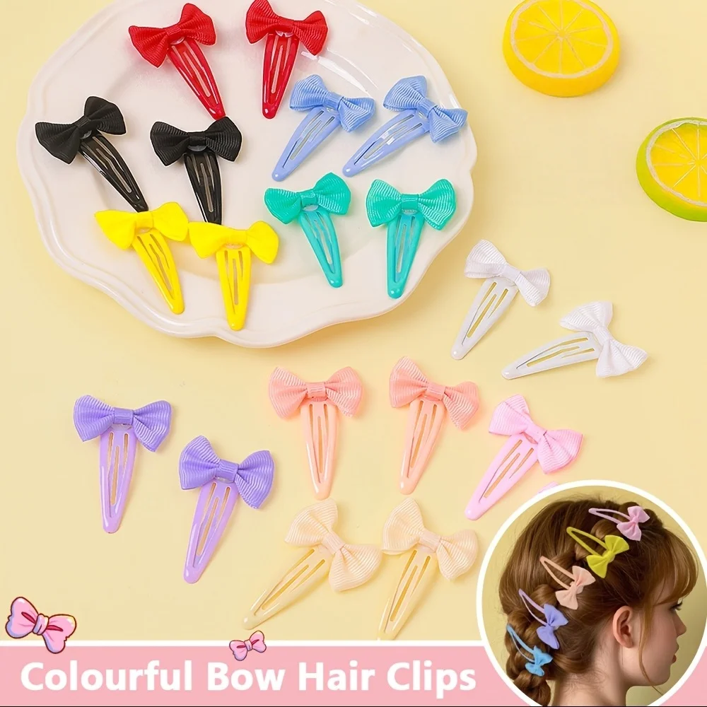 20 Stück mehrfarbige, niedliche Wassertropfen-Clips mit Schleife, geeignet für Mädchen, ein Muss für modische Frauen