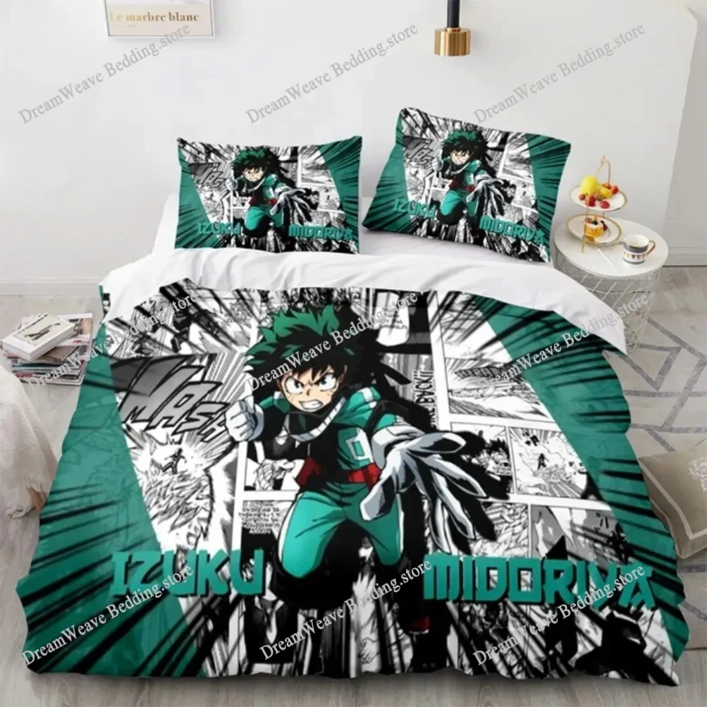 

Hero Academia 3D Bedding Set Duvet Covers Pillowcases Anime My Hero Academia Quilt Cover Single Double Queen Twin Full Size
