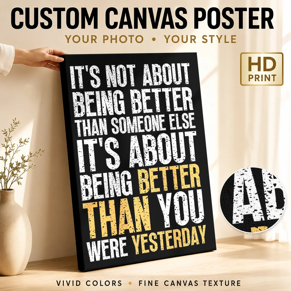 Gym Motivation Quote Framed Canvas Print Poster Customized Photo Motivational Typography Wall Paintings Decoration for Bedroom