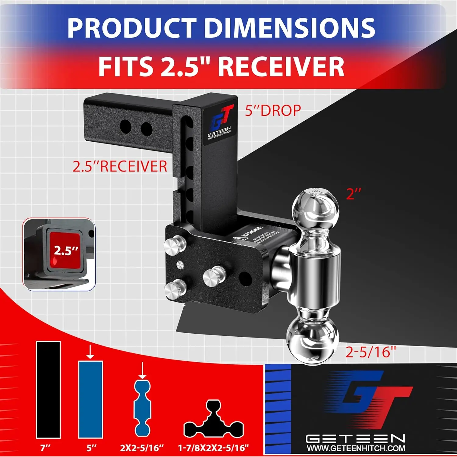 Trailer Towing Application, Aluminum, Silver Color, 15,000 GTW, Dual Ball Design view 3