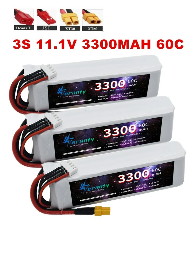3S 3300mAh 11.1V يبو بطارية 60C للطائرة بدون طيار RC FPV طائرة قارب هليكوبتر مع XT60 DEANS T التوصيل XT30 موصل من نوع جيه إس تي