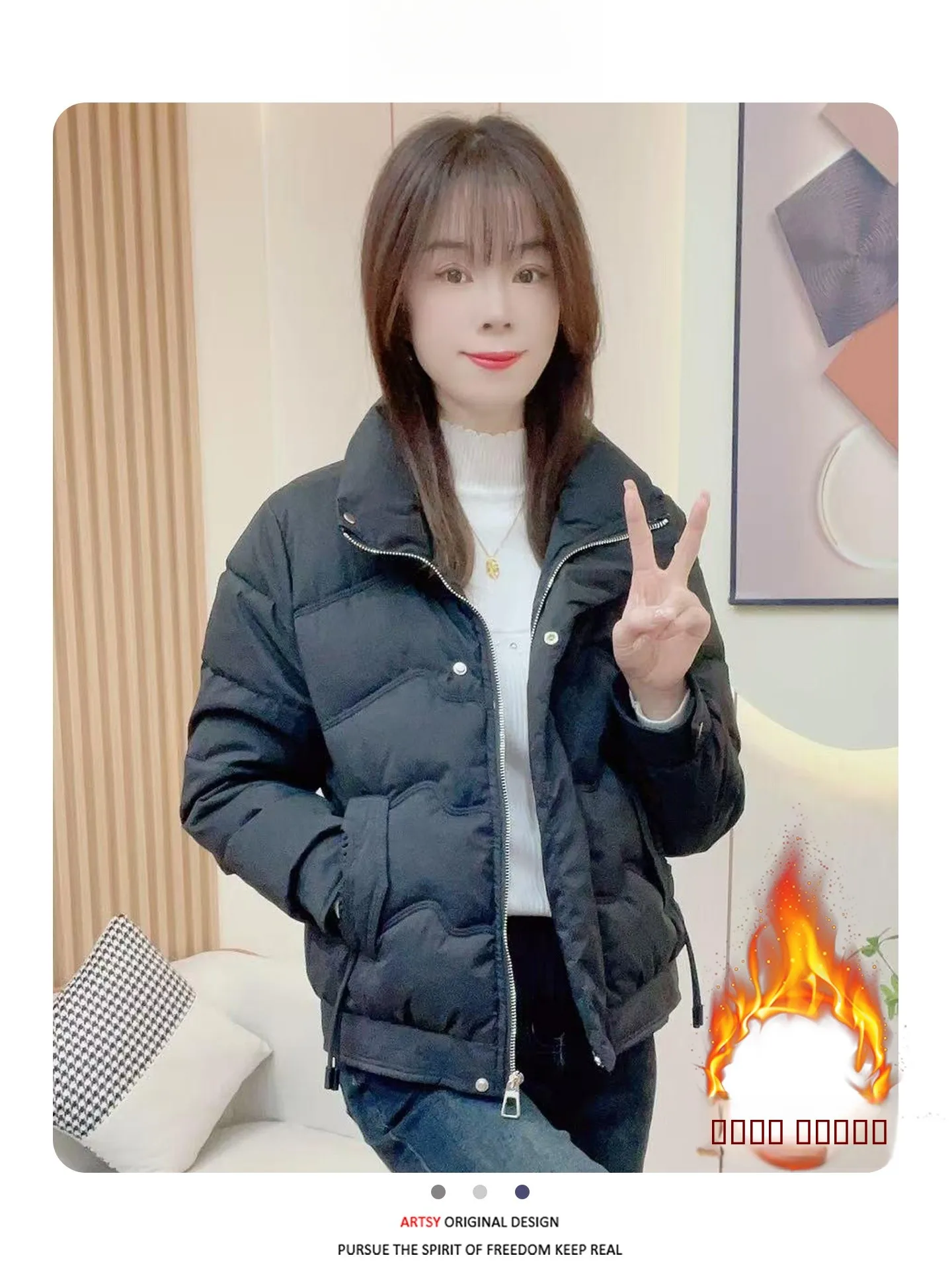 

Korean Sle Loose Thiened Fce Cotton Jaet ort down Coat Stand Collar Women's Winter New Arrival Cotton Padded Vest