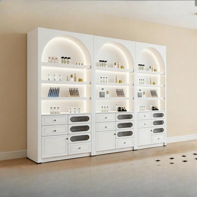 

Nordic High-end Cosmetic Display Cabinet Minimalist Beauty Salon Skin Care and Nail Cabinet Commercial Furniture أثاث مكتبات FYM
