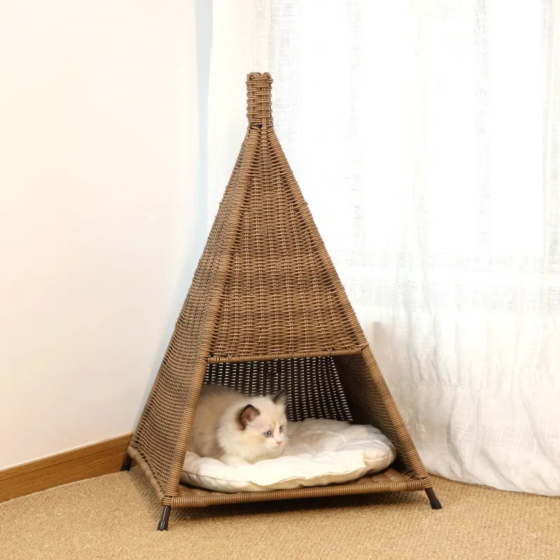 Rattan cat nest, cool and breathable pet nest in summer, imitation rattan environmentally friendly material
