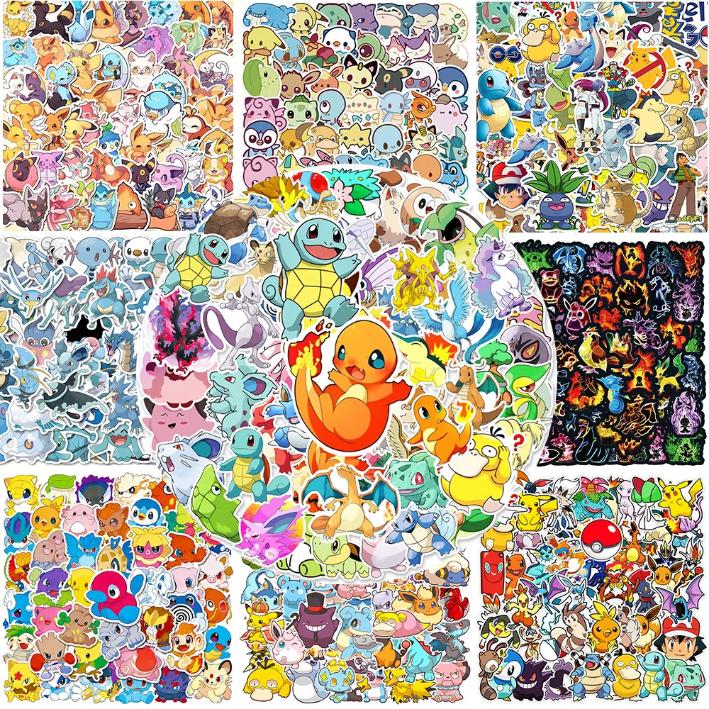 Cute Pokemon Anime Stickers Kawaii Pikachu Cartoon Decals Waterproof Graffiti Laptop Skateboard Phone Cool DIY Sticker Toys Gift