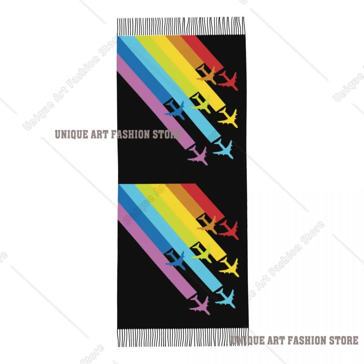 مخصص مطبوعة قوس قزح الطائرات Chemtrails وشاح النساء الرجال الشتاء الخريف الأوشحة الدافئة الطيران المقاتلة الطيار شال التفاف