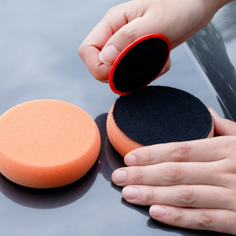 Polishing Sponge Plate Set Plush Waxing Abrasive Cleaning Sponge with Handle Glass Polishing Disc Tool Car Detailing Accessories