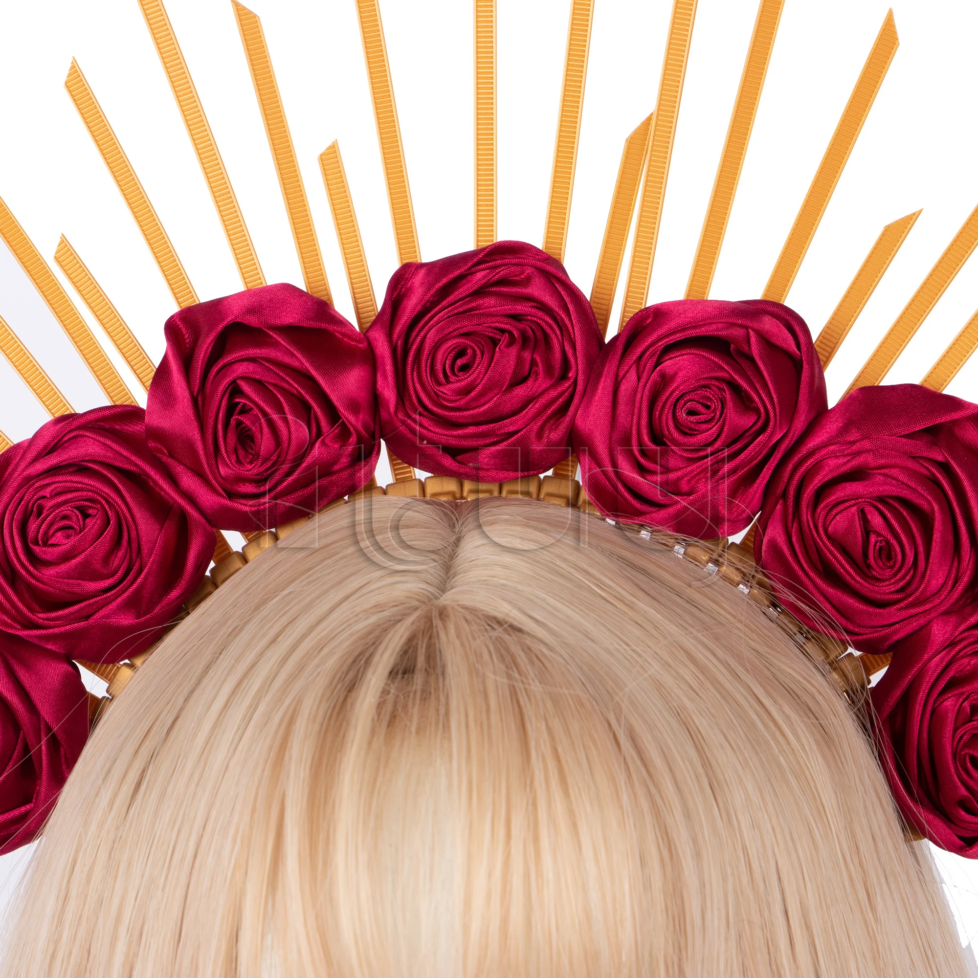 レッドローズスパイクハローパンクかぶとゴシックロリータ KC クラウンヘッドバンド太陽の女神コスプレ衣装ヘアアクセサリー