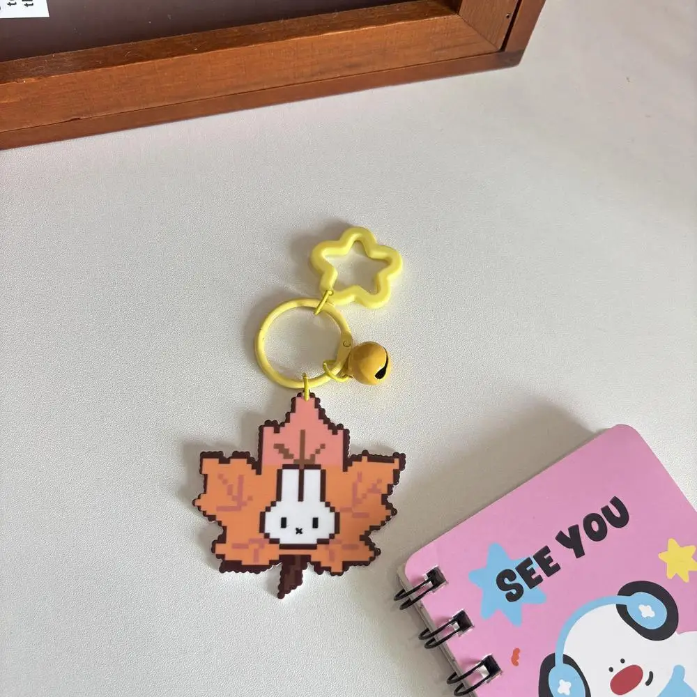 Miffy Pixel Style Keychain Set Multiple Rabbit Patterns With Bell Pendant Portable Bag Key Ring For Keys Bags Phone Accessories