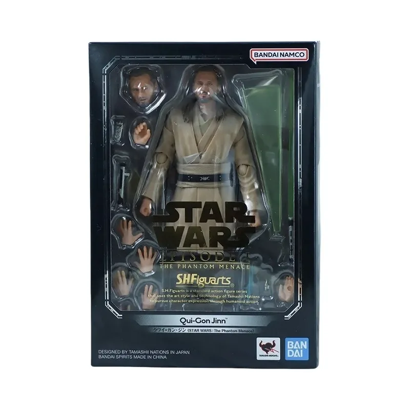 Originele Echte Bandai Anime Star Wars: DE PHANTOM MENACE Qui-Gon Jinn SHF Model Speelgoed Action Figure Geschenken Collectible Ornamenten