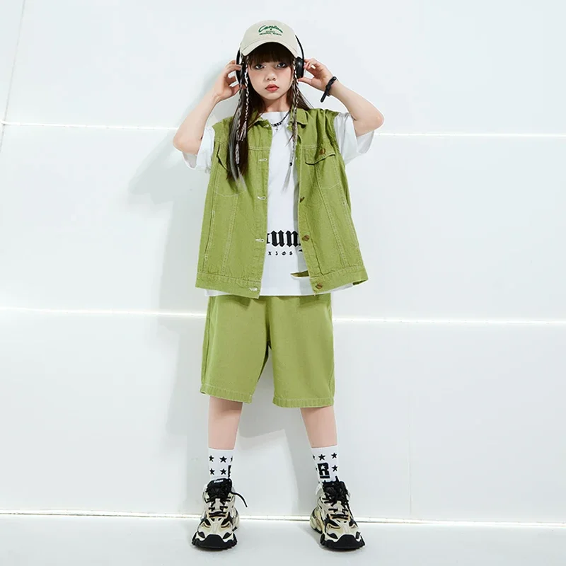 Boys Pink Hip Hop Clothing Vest Tshirt Cagro Shorts Girls Streetwear Outfits Children Ballroom Costumes Kids Jazz Clothes Sets