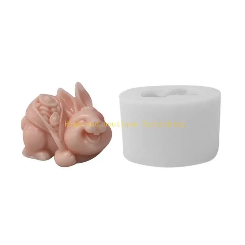 

L9NB Silicone Mould Reusable Easter Rabbit Mold DIY Handmade Soap Gypsum Plaster Baking Chocolate Cake Mould Tool