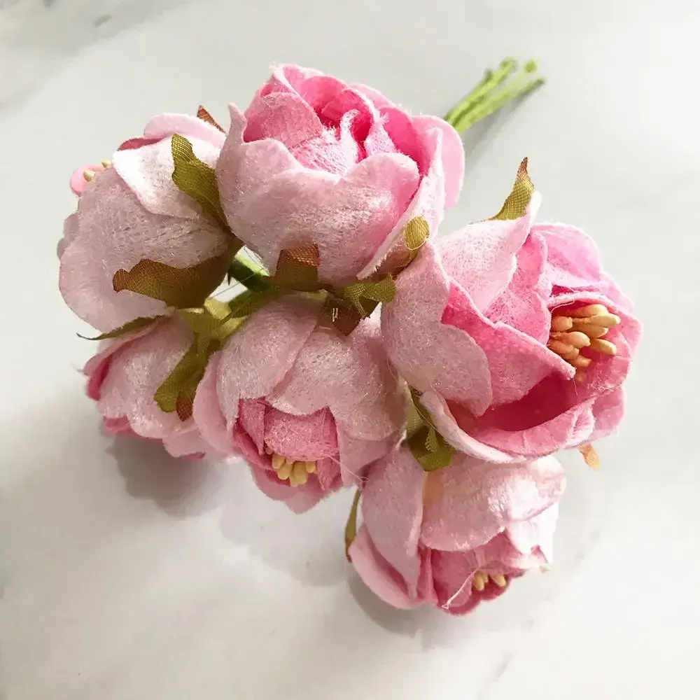 6/8/10/12/24/200pcs Pink Hybrid Flower Cherry Stamen Berries Bundle DIY Cake Christmas Wedding Gift Box Wreaths Decor