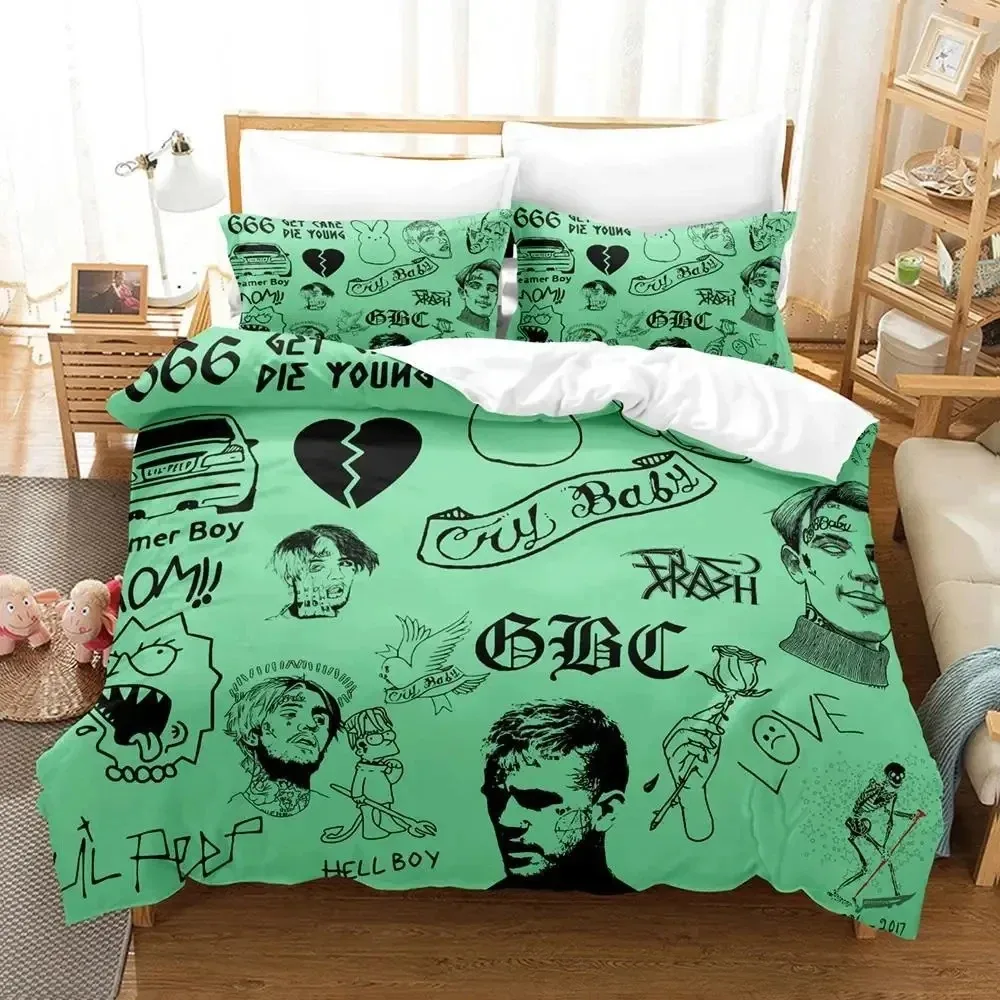 

2025 Lil Peep для взрослых мальчиков, одинарный, двойной, королевский размер, аниме, покрывало, пододеяльник, комплект постельного белья, пододеяльник, наволочка, комплект постельного белья