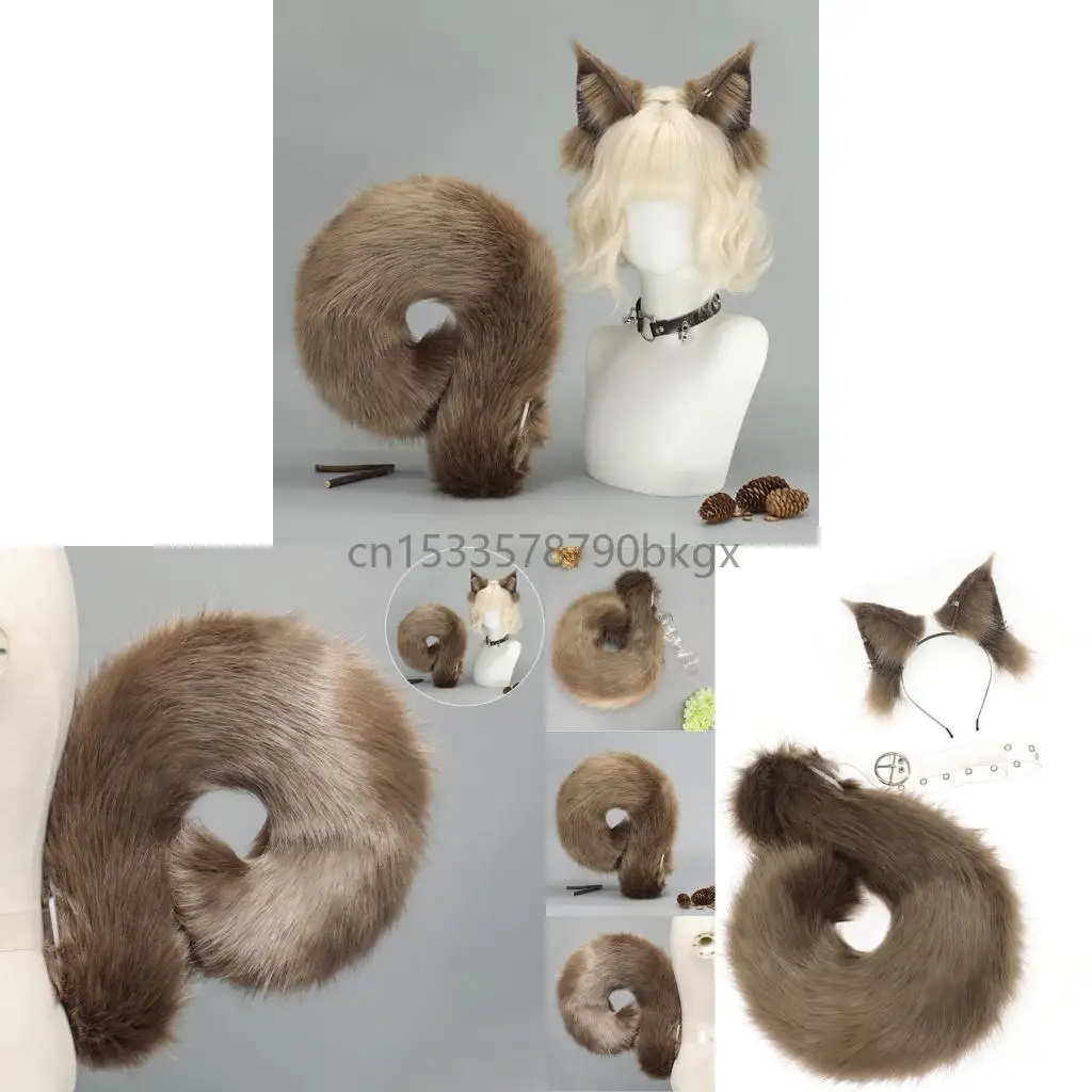 

Squirrel Ear Headband with Tail Animal Squirrel Costume Squirrel Ears & Tail for Halloween Party Fancy Dress Cosplay J78E