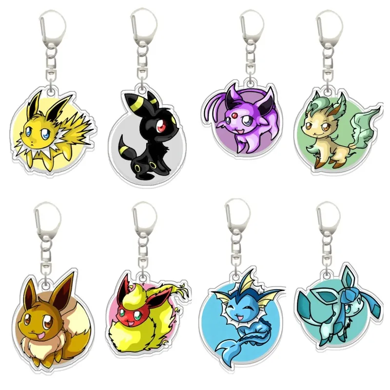 

Vaporeon Jolteon Flareon Eevee Espeon Umbreon Original Acrylic Handmade Cute Cartoon Anime Keychain Pendant Toy Gift
