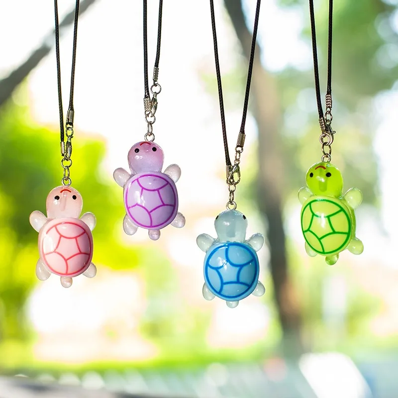 Resin Cute Anime Car Accessorie Luminous Little Turtle Pendant Auto Rearview Mirror Ornaments Birthday Gift Couple Accessories