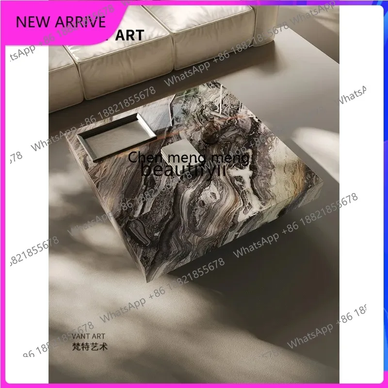 

AA67 Мраморный итальянский минималистичный квадратный журнальный столик для гостиной, роскошный каменный дизайнерский высококачественный журнальный столик