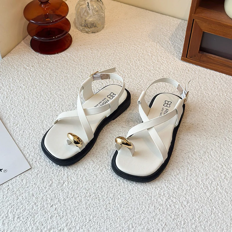 

New Children's Summer Roman Sandals Cross-tied Girls Outdoor Beach Flat Sandals Fashion Clip-toe Kids School Sandals Non-slip