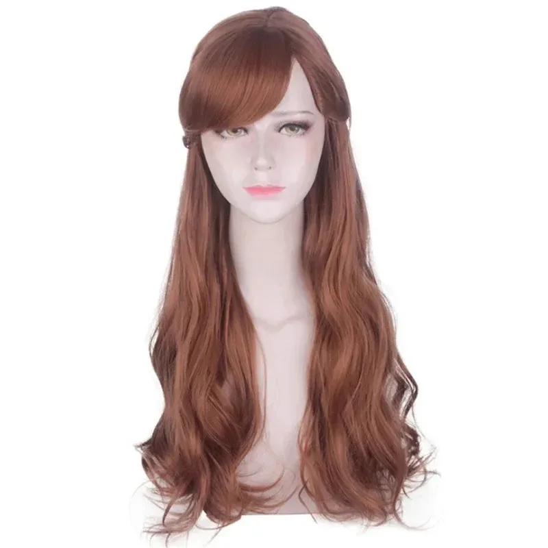 AIAI 2025 تأثيري الأميرة آنا لطيف فتاة الاصطناعية طويلة شعر مستعار مجعد 28 بوصة براون التدرج الانفجارات ألياف مقاومة للحرارة حفلة يومية