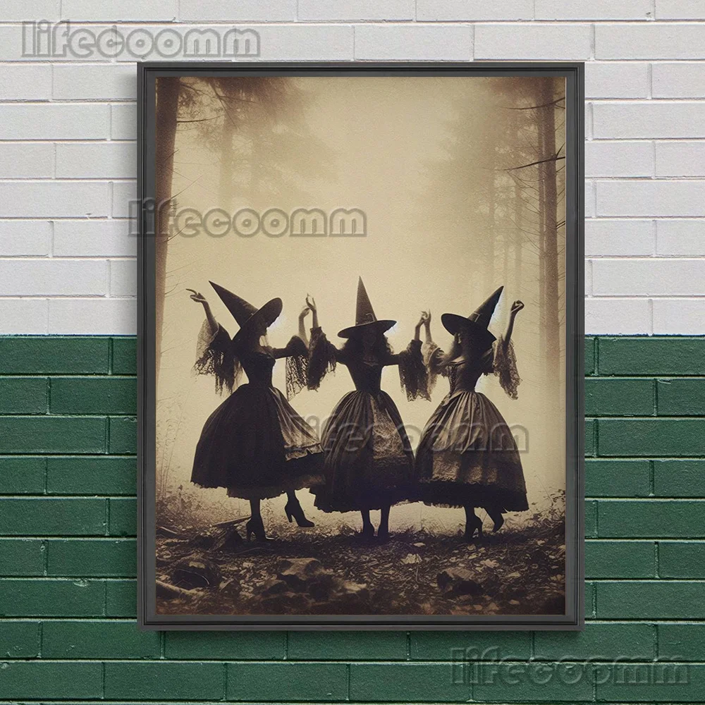 Pagan Witchcraft Photo,Art Poster Print,Cat Priest,Frankenstein,Creepy Ghost,Demon Women With Horns, vintage Wall Art Decoration