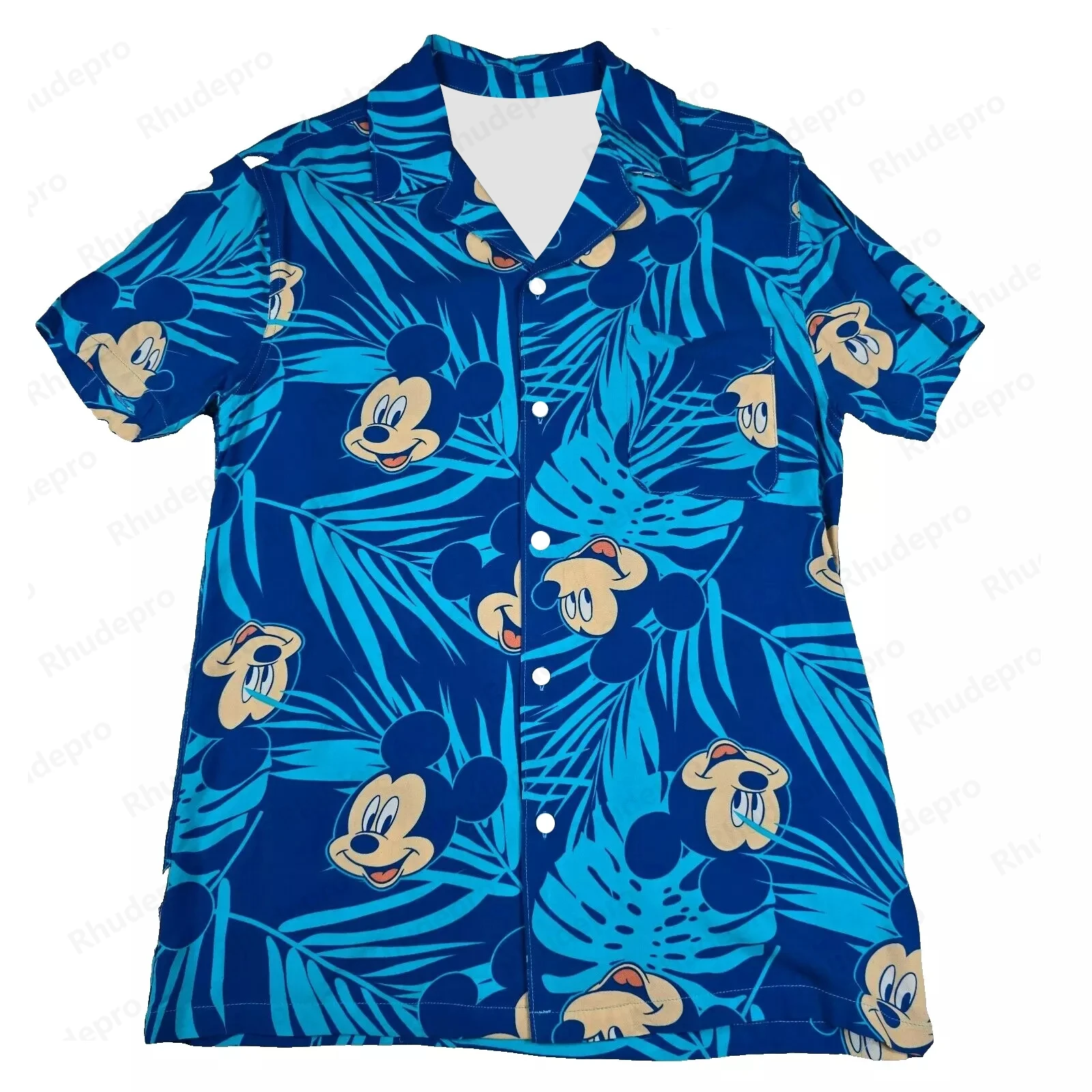 

Disney Mickey Mouse Men's All Over Print Button Down Tropical Shirt Size S-5XL Print Front Shirt Short Sleeve Tops Clothing