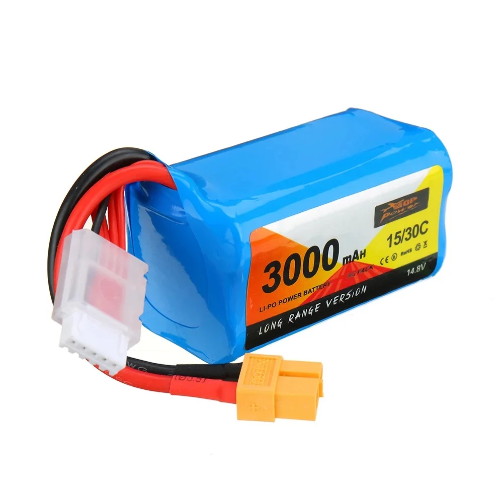 Zop Power 14.8V 3000Mah 15/30c 4S Li-Ion Batterij Xt60 Stekker Voor Rc Drone