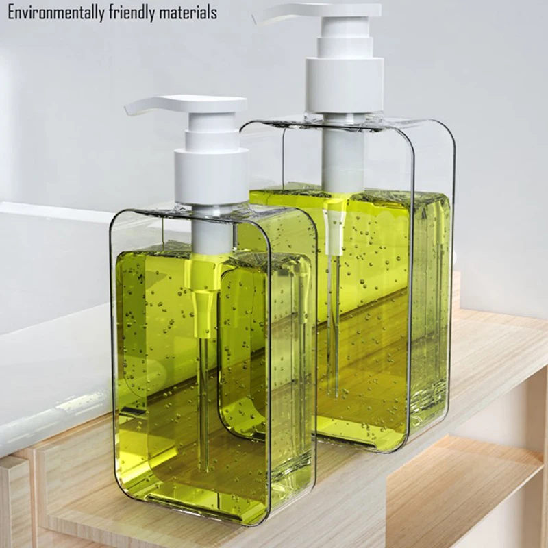 Transparent Square Soap Dispenser, Countertop Lotion Bottle With Pump Bathroom Lotion Liquid Soap Dispenser Refillable Emp