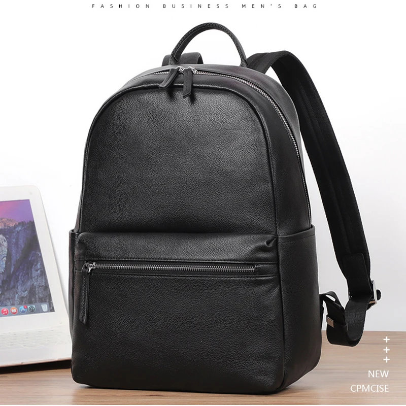 2025 New Business Men Backpack First Layer Cowhide Men's Bag Genuine Leather Schoolbag Large 14 Inch Laptop Travel Backpack