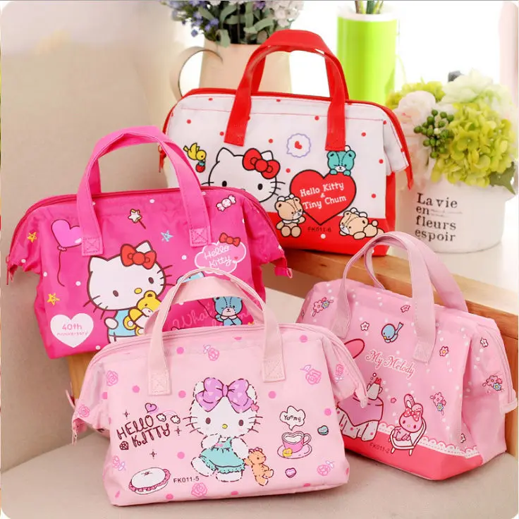 

2025 новый стиль Sanrio, сумка для обеда, сумка Kitty Melody, детская водонепроницаемая изолированная сумка, милая сумка с героями мультфильмов для девочек, портативная сумка большой вместительности