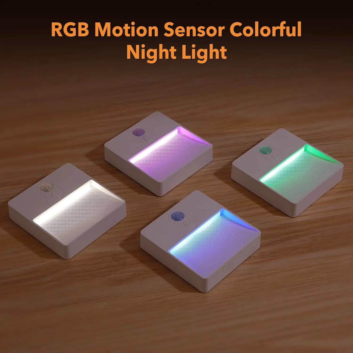RGB Night Light with Motion Sensor, 3 Modes (ON/AUTO/OFF) and 5 Brightness Dimmable for Bedroom, Hallway, Living Room, Stairs