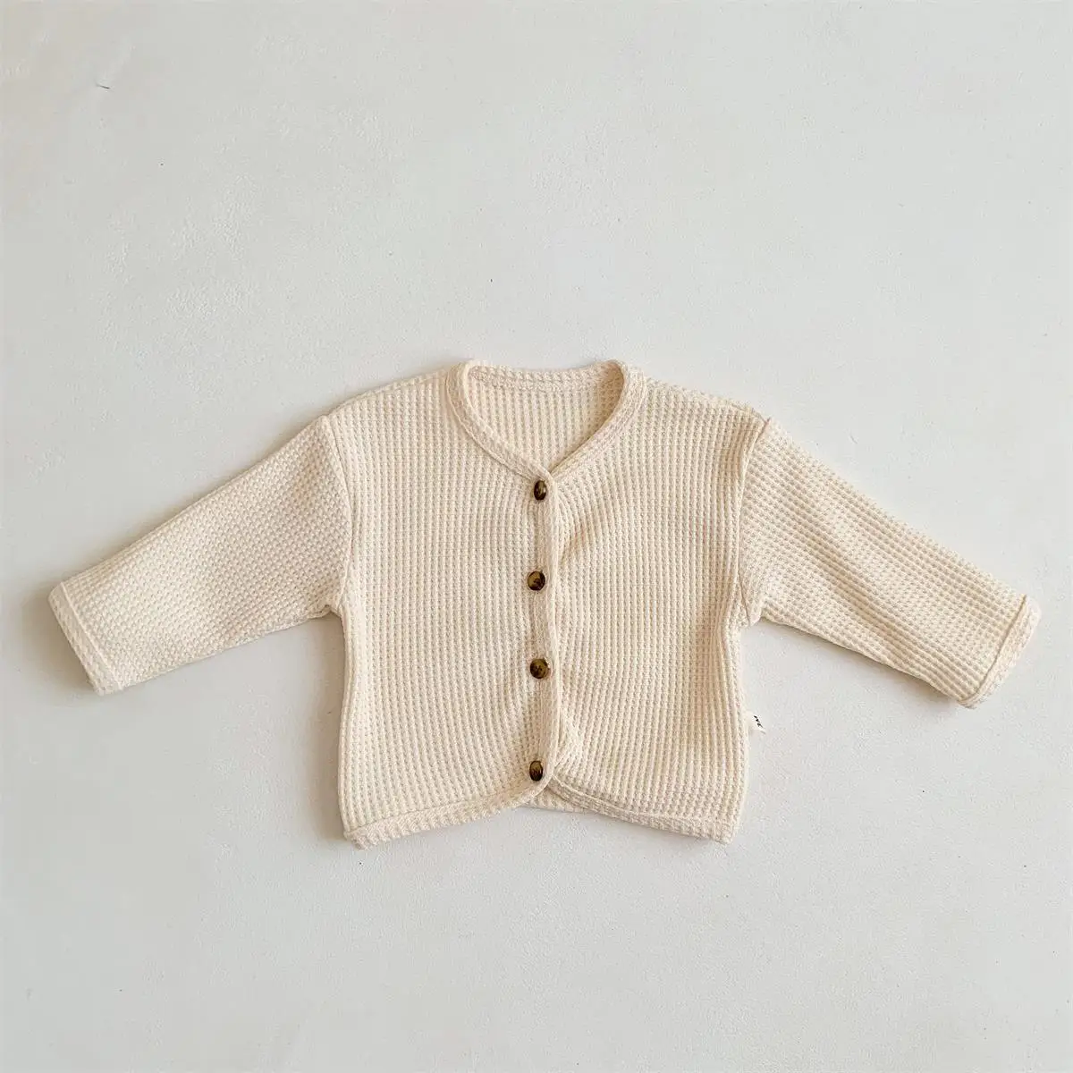 Newborn Baby Waffle Knitted Coats Korean Style Cardigan 0-3Y Boys Girl Sweater Fashion Autumn and Winter Outfit