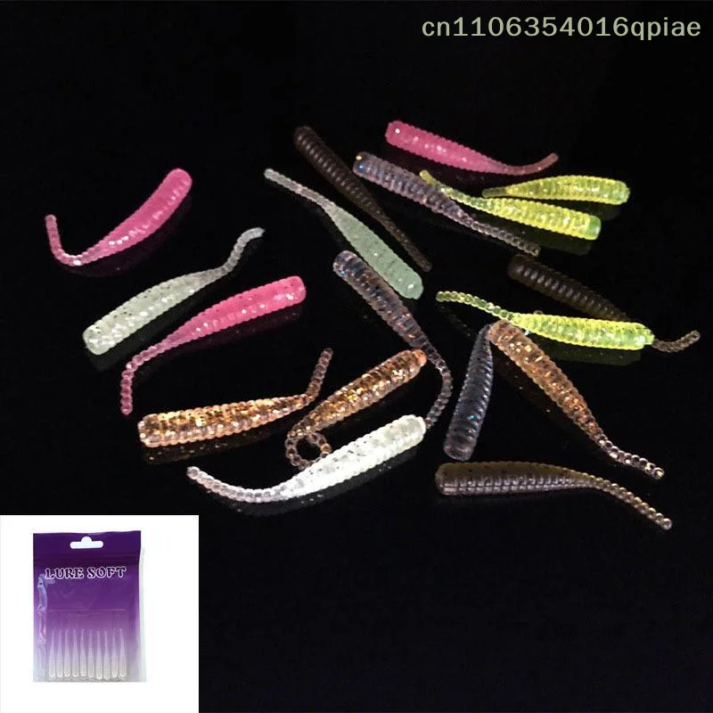 （Summer4）10 PCS Wobblers Mini Fishing Soft Lures Rubber Soft Baits 3.5cm 0.3g Soft Worm Artificial Baits Bass PVC Fish