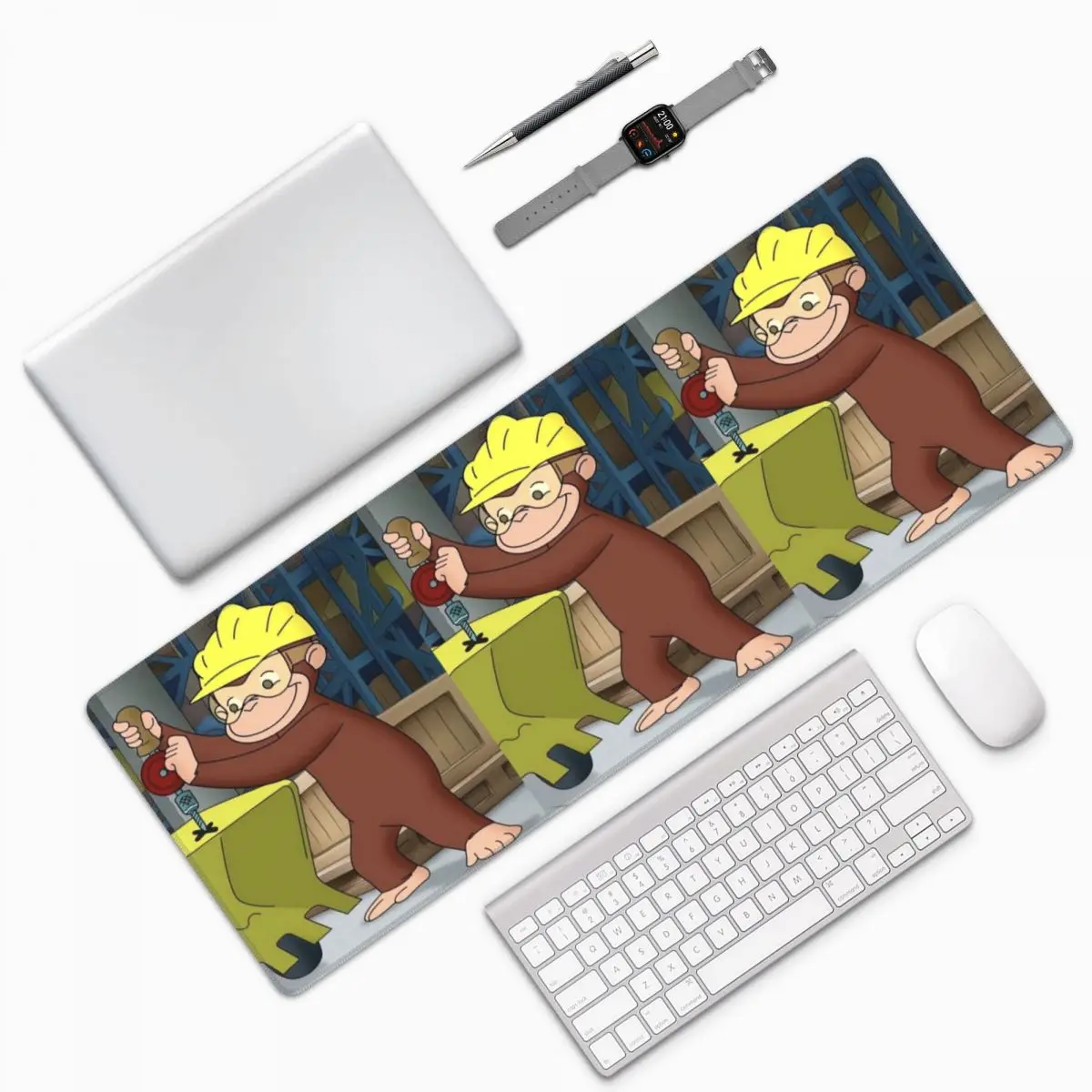 Anime Curious George Monkey Large Mouse Pad Computer Keyboard Mouse Mat Gaming PC Laptop Desk Mat Office Accessories Table Mats