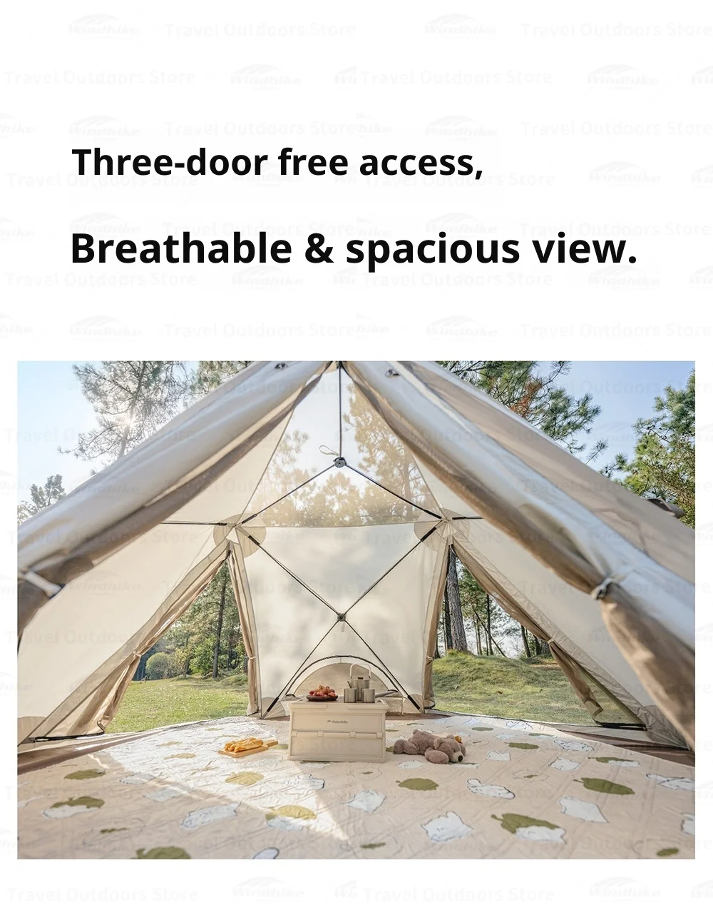 Naturehike Kabi Schnellöffnungs-Zelt für 4 Personen Klasse A Babyfreundlicher Stoff Silberbeschichtet Wasserdicht für Outdoor-Familien-Camping Park – Detail 10