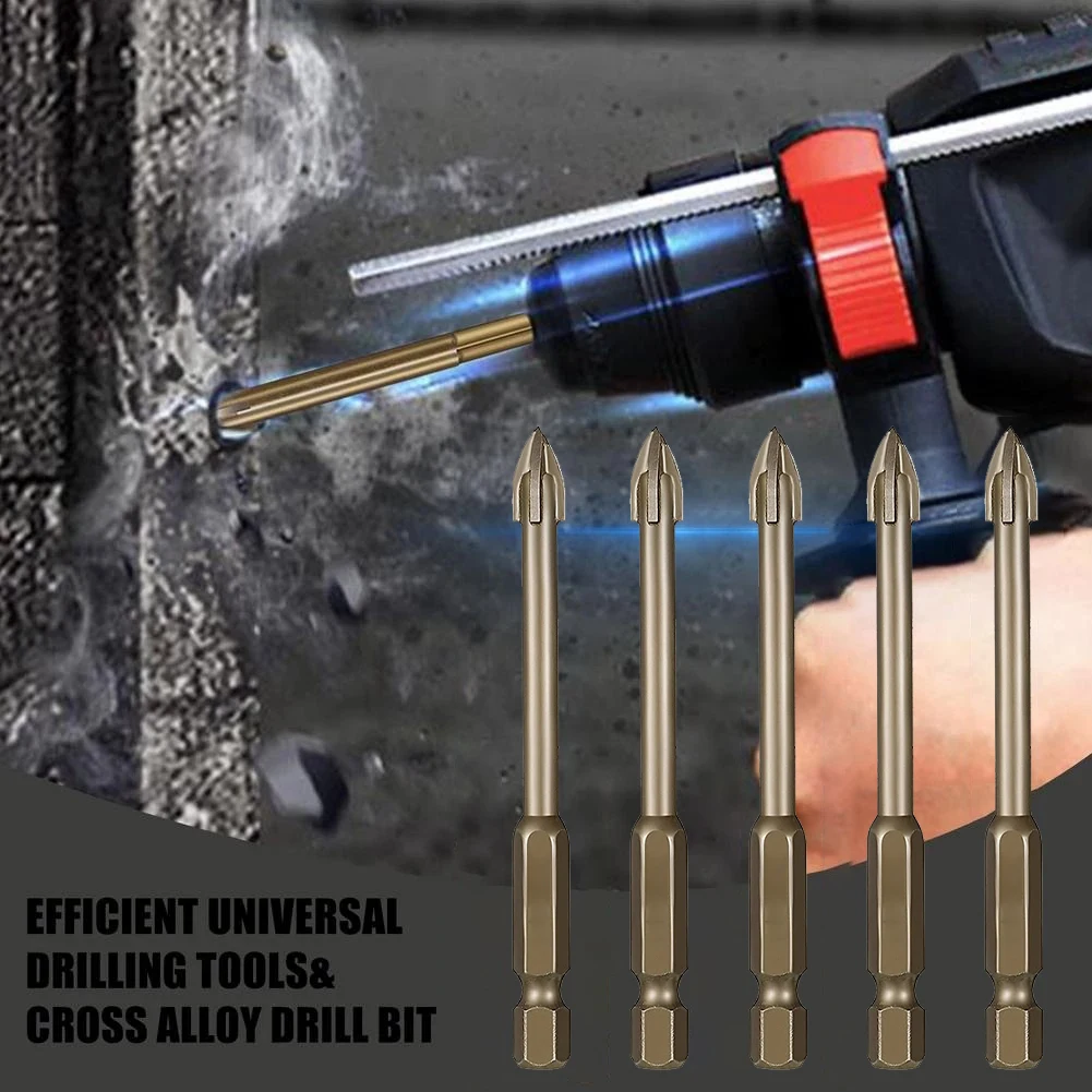 10Pc 6Mm Multifunctionele Kruis Driehoek Boor Set Tegel Porselein Boor Bit Marmer Keramische Glazen Baksteen Hex Schacht Kruis Speer Kop