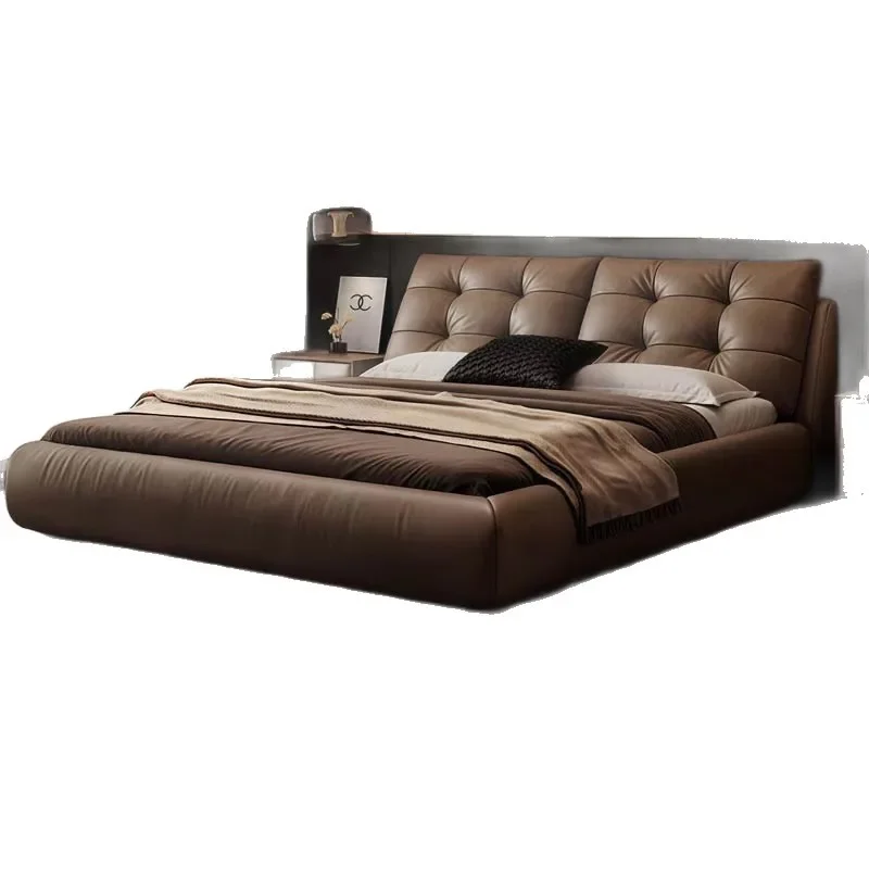 Italian minimalist leather bed 1.8 meters air pressure high box storage double bed modern simple light luxury master bedroom