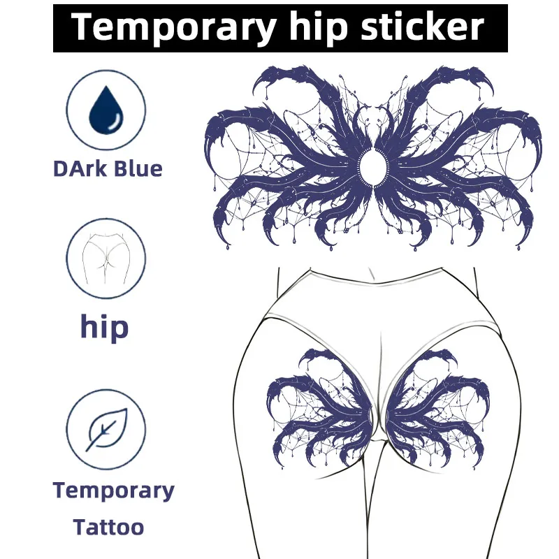 Girl sexy Buttocks and Buttocks Realistic Tattoo Sticker Waterproof Body Art Realistic Spider Pattern Temporary Sticker Juice