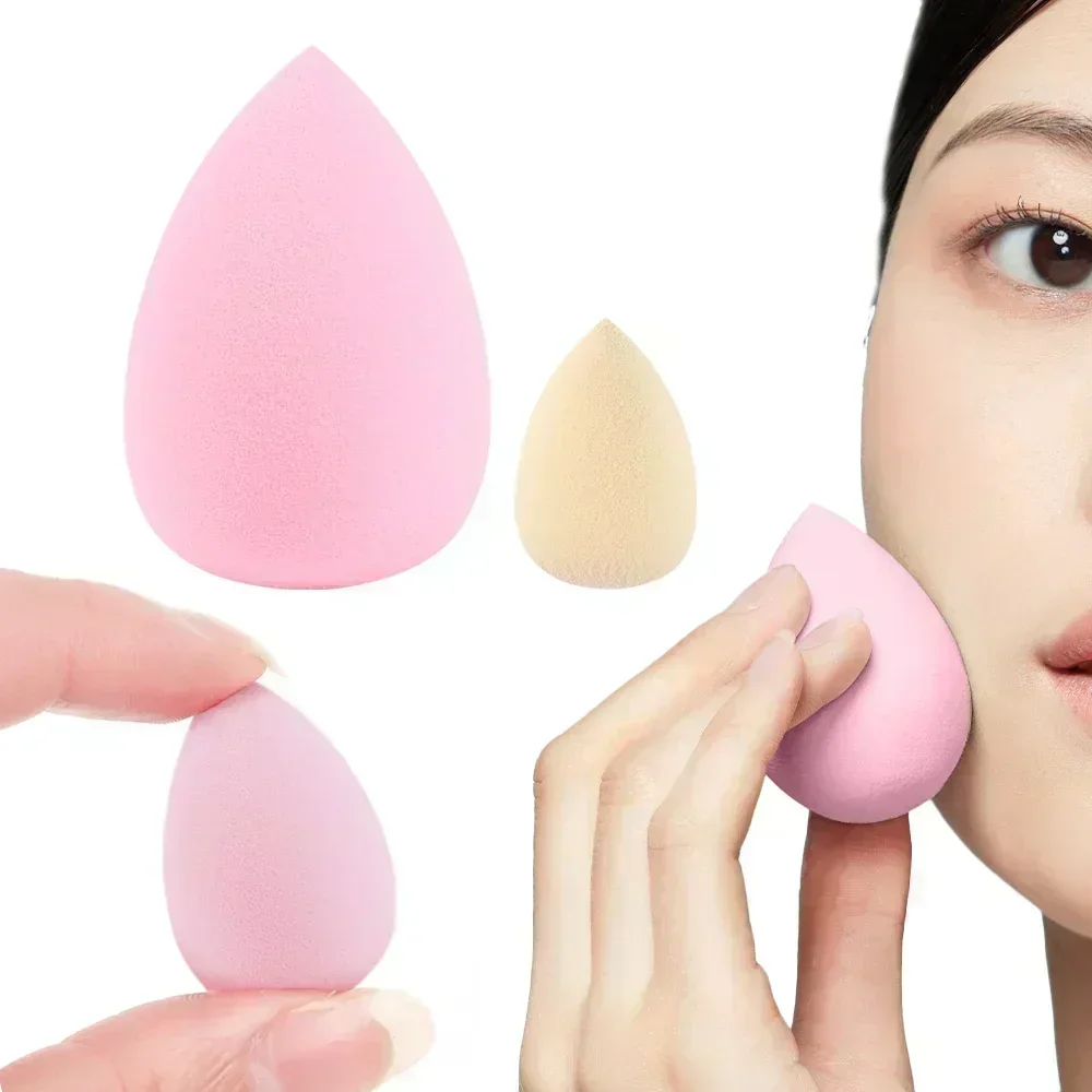 Un juego de huevos de belleza grande y pequeño, esponja cosmética con forma de gota de agua, juegos de esponjas de huevos de maquillaje súper suaves, uso en seco y húmedo, herramientas de maquillaje para mujeres