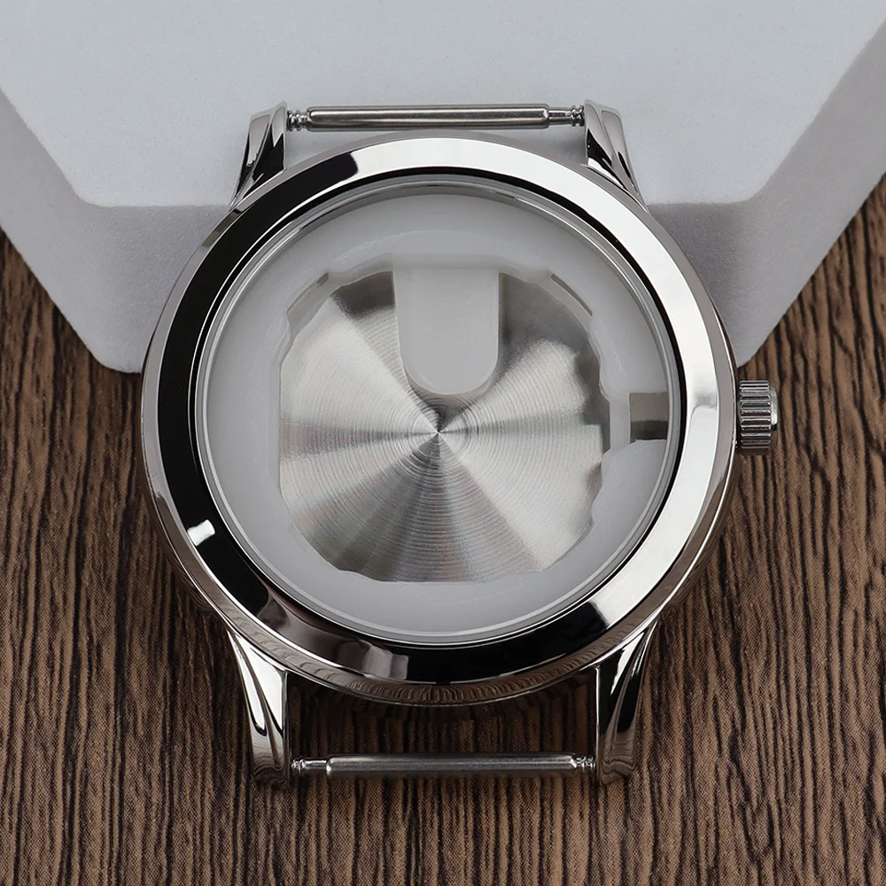 Silver 40mm Polished Watch Case Stainless Steel for Miyota GM00 Quartz Movement Watch Accessories Assemble Part Water-Resistant