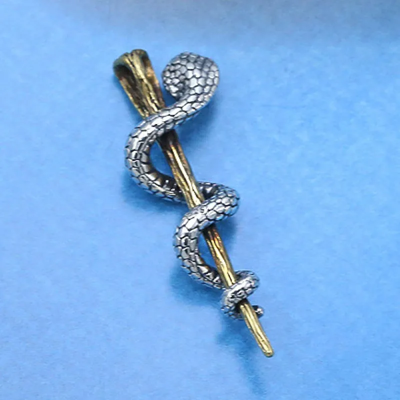 BOCAI NEW S925 Sterling Silver Retro Thai Silver Necklace Creative Cobra King Little Pendant Chainbone Chain Pendant Female