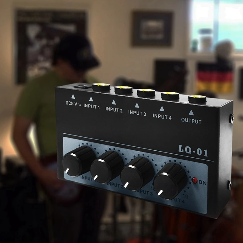 Smart-LQ-01 Mélangeur 4 canaux 4 entrées 1 sortie DC 5 V Mini table de mixage audio portable Mélangeurs à 4 canaux Console de mixage