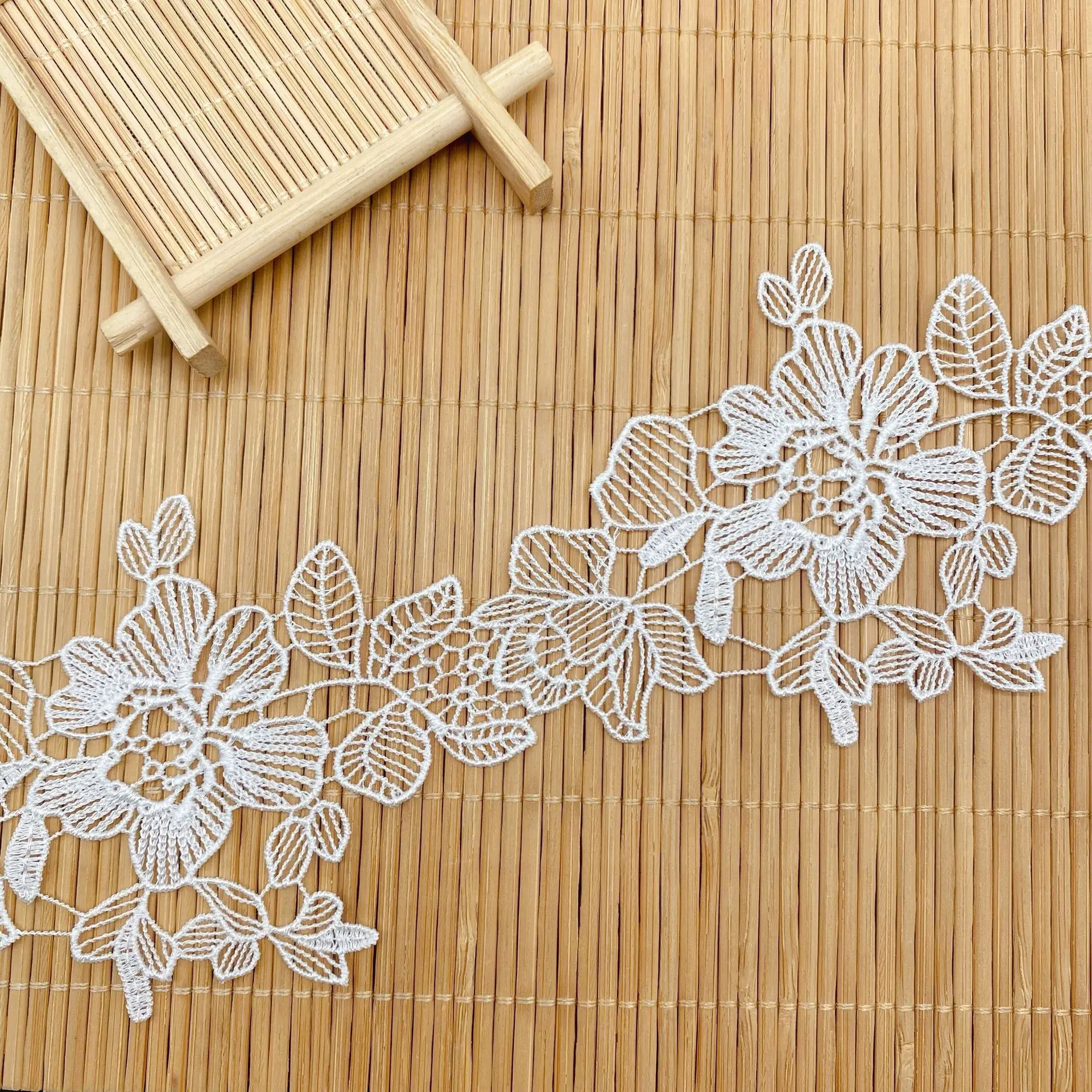 7.7CM Wide Luxury Mesh Embroidered Flower Lace for Fringe Trim Collar Patches Curtains Decor Ribbon Fabric Needlework Supplies