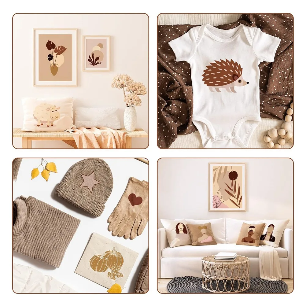 L63A Skin Tone 3D Puff Vinyl Heat Transfer Cream Beige Brown Iron for DIY Fabric T-Shirts , 10 X 12inch, 6 Sheets