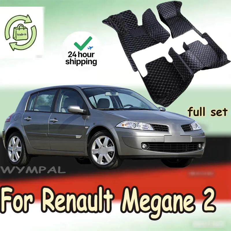 Custom Automotive Car Floor Mats For Renault Megane 2 2003 2004 2005 2006 Auto Luxury Leather Men Women Car Mats Full Coverage