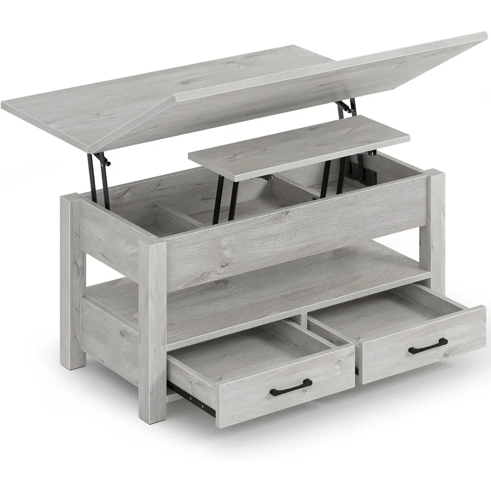 

Coffee Table Lift Top, Multi-Function Convertible Coffee Table with Drawers and Hidden Compartment