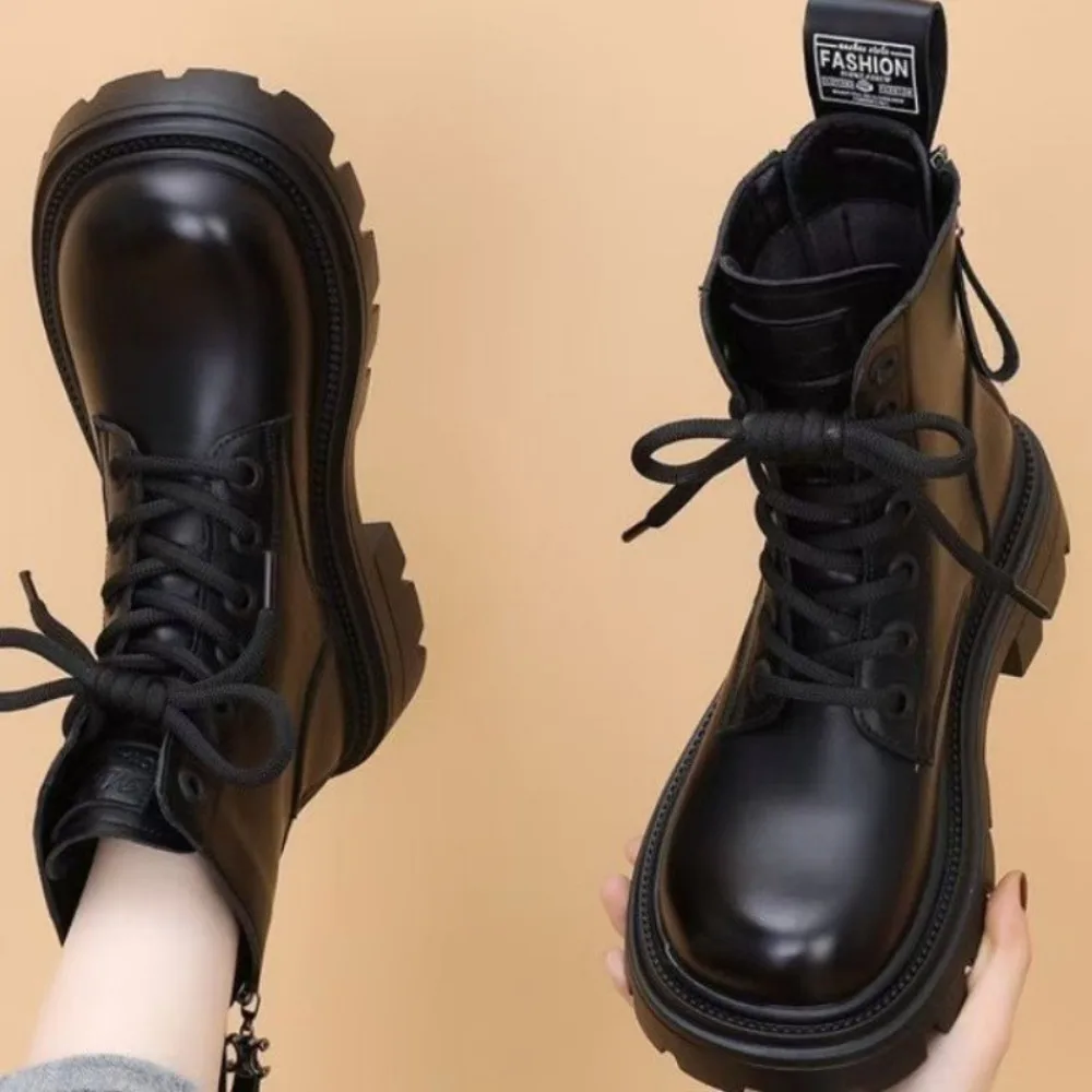 

Women's boots 2025 new autumn and winter cotton shoes fashionable and versatile with thick bottom short boots and velvet